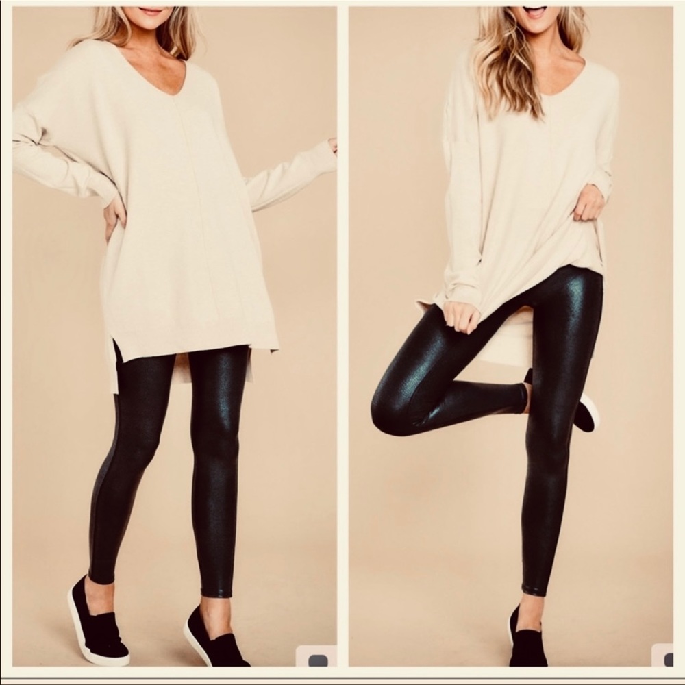 CHIC HIGH LOW V NECK VISCOSE BLEND SWEATER - Picture 4 of 4